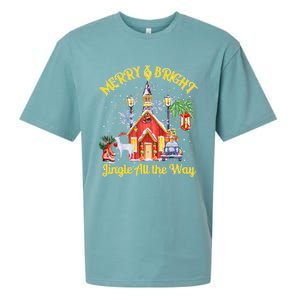 Cute Merry And Bright Jingle All The Way Colorful Christmas Sueded Cloud Jersey T-Shirt