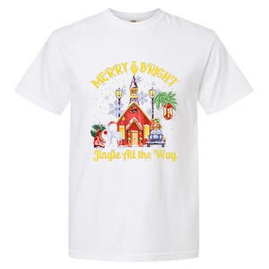 Cute Merry And Bright Jingle All The Way Colorful Christmas Garment-Dyed Heavyweight T-Shirt