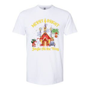 Cute Merry And Bright Jingle All The Way Colorful Christmas Softstyle CVC T-Shirt