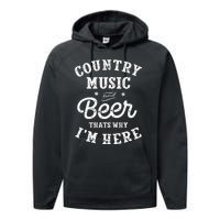 Country Music And Beer ThatS Why IM Here Guitar Guitarist Performance Fleece Hoodie