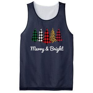 Cute Merry And Bright Leopard Plaid Christmas Tree Mesh Reversible Basketball Jersey Tank