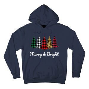 Cute Merry And Bright Leopard Plaid Christmas Tree Tall Hoodie