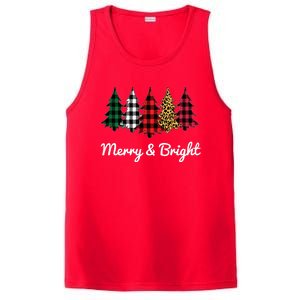 Cute Merry And Bright Leopard Plaid Christmas Tree PosiCharge Competitor Tank