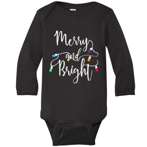 Cute Merry And Bright Christmas Lights Baby Long Sleeve Bodysuit