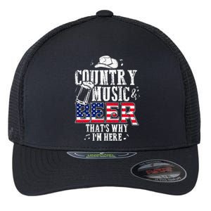 Country Music And Beer Thats Why Im Here Funny Flexfit Unipanel Trucker Cap