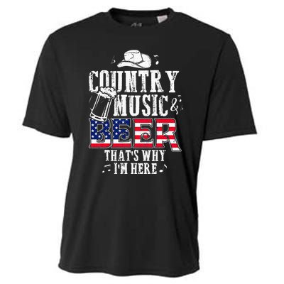 Country Music And Beer Thats Why Im Here Funny Cooling Performance Crew T-Shirt