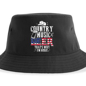 Country Music And Beer Thats Why Im Here Funny Sustainable Bucket Hat