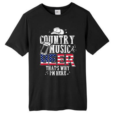 Country Music And Beer Thats Why Im Here Funny Tall Fusion ChromaSoft Performance T-Shirt