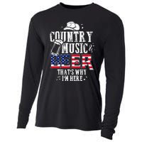 Country Music And Beer Thats Why Im Here Funny Cooling Performance Long Sleeve Crew