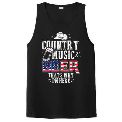 Country Music And Beer Thats Why Im Here Funny PosiCharge Competitor Tank