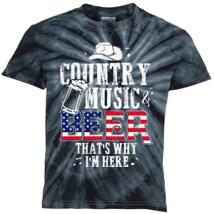 Country Music And Beer Thats Why Im Here Funny Kids Tie-Dye T-Shirt