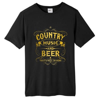 Country Music And Beer Thats Why Im Here Funny Vintage Tall Fusion ChromaSoft Performance T-Shirt