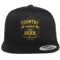 Country Music And Beer Thats Why Im Here Funny Vintage Flat Bill Trucker Hat