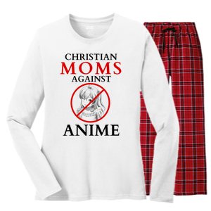 Christian Moms Against Anime Funny Women's Long Sleeve Flannel Pajama Set 