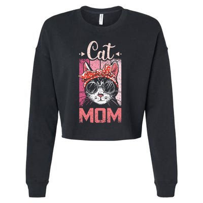 Cat Mom And Mom Cat With Cat Mother And Best Cat Mom Ever Cool Gift Cropped Pullover Crew