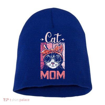 Cat Mom And Mom Cat With Cat Mother And Best Cat Mom Ever Cool Gift Short Acrylic Beanie
