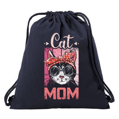 Cat Mom And Mom Cat With Cat Mother And Best Cat Mom Ever Cool Gift Drawstring Bag