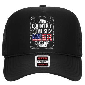 Country Music and Beer That's Why I'm Here Funny High Crown Mesh Back Trucker Hat