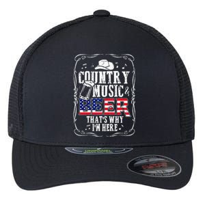 Country Music and Beer That's Why I'm Here Funny Flexfit Unipanel Trucker Cap