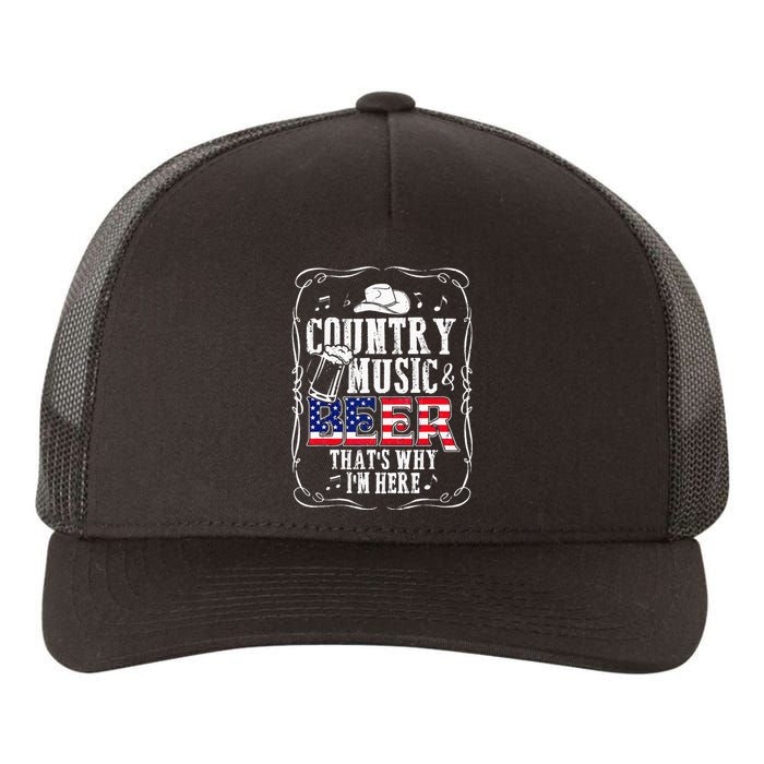 Country Music and Beer That's Why I'm Here Funny Yupoong Adult 5-Panel Trucker Hat