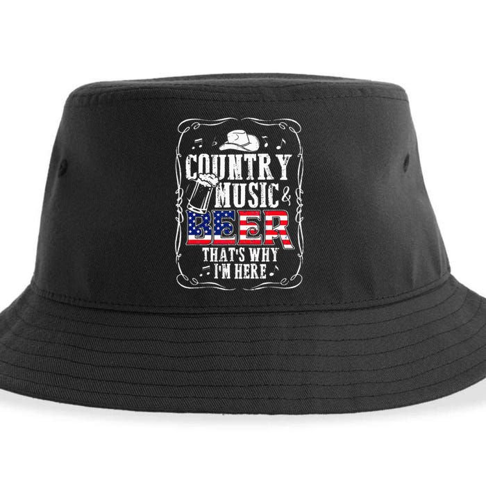 Country Music and Beer That's Why I'm Here Funny Sustainable Bucket Hat