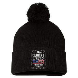 Country Music and Beer That's Why I'm Here Funny Pom Pom 12in Knit Beanie