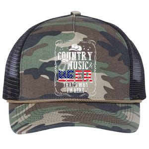 Country Music and Beer That's Why I'm Here Funny Retro Rope Trucker Hat Cap