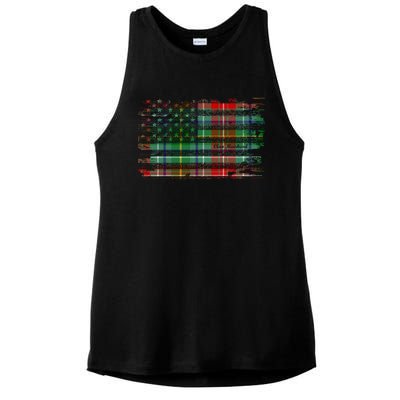 Clan Muirhead American Flag Scottish Tartan Gift Ladies PosiCharge Tri-Blend Wicking Tank