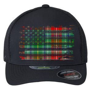 Clan Muirhead American Flag Scottish Tartan Gift Flexfit Unipanel Trucker Cap