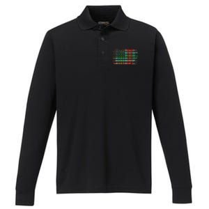 Clan Muirhead American Flag Scottish Tartan Gift Performance Long Sleeve Polo