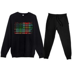 Clan Muirhead American Flag Scottish Tartan Gift Premium Crewneck Sweatsuit Set