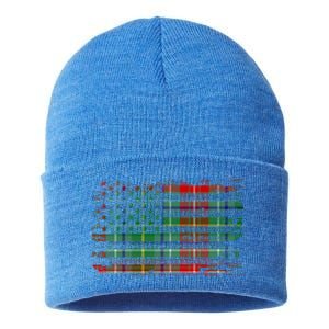 Clan Muirhead American Flag Scottish Tartan Gift Sustainable Knit Beanie