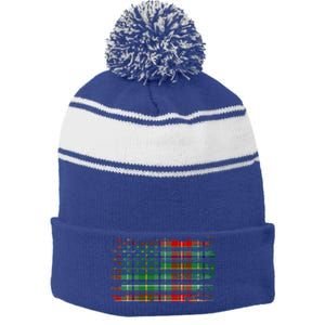 Clan Muirhead American Flag Scottish Tartan Gift Stripe Pom Pom Beanie