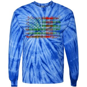 Clan Muirhead American Flag Scottish Tartan Gift Tie-Dye Long Sleeve Shirt