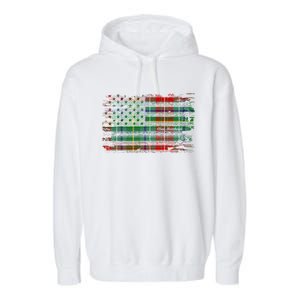 Clan Muirhead American Flag Scottish Tartan Gift Garment-Dyed Fleece Hoodie