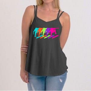 Colorful Motion A Symphony In Silhouette Women's Strappy Tank