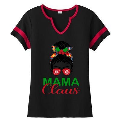 Cute Messy Bun Christmas Mama Claus Gift Ladies Halftime Notch Neck Tee