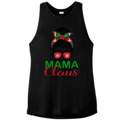 Cute Messy Bun Christmas Mama Claus Gift Ladies PosiCharge Tri-Blend Wicking Tank