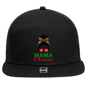 Cute Messy Bun Christmas Mama Claus Gift 7 Panel Mesh Trucker Snapback Hat