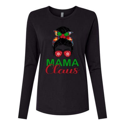 Cute Messy Bun Christmas Mama Claus Gift Womens Cotton Relaxed Long Sleeve T-Shirt