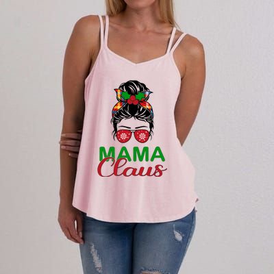 Cute Messy Bun Christmas Mama Claus Gift Women's Strappy Tank