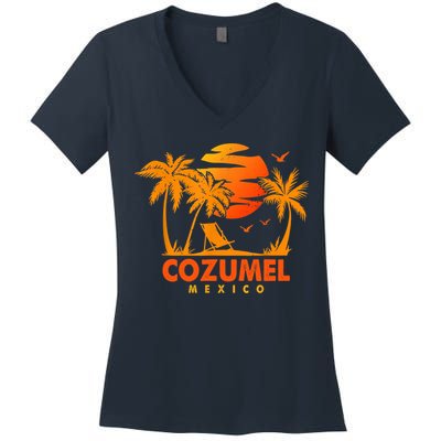 COZUMEL Mexico Beach Vacation Spring Break Honeymoon Vintage Women's V-Neck T-Shirt