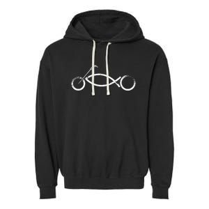 Christian Motorcycle Biker Ichthus Faith Garment-Dyed Fleece Hoodie