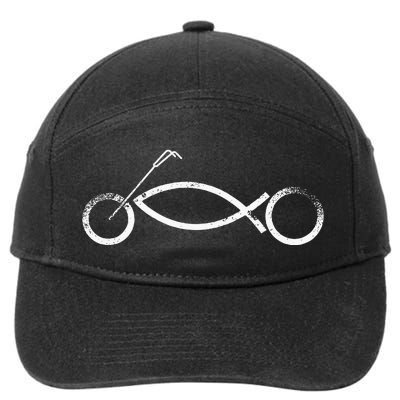 Christian Motorcycle Biker Ichthus Faith 7-Panel Snapback Hat