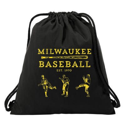 Classic Milwaukee Baseball Fan Retro Drawstring Bag