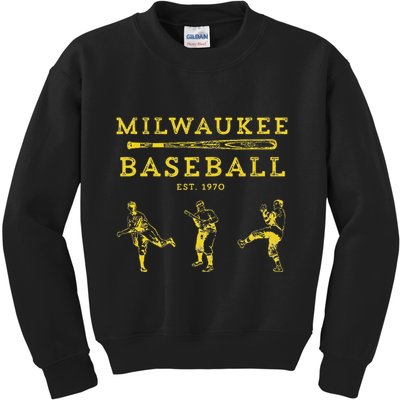 Classic Milwaukee Baseball Fan Retro Kids Sweatshirt