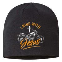 Christian Motorcycle Biker I Ride With Jesus Faith Sustainable Beanie