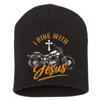 Christian Motorcycle Biker I Ride With Jesus Faith Short Acrylic Beanie