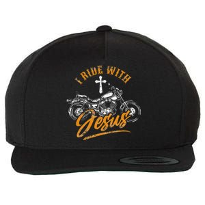 Christian Motorcycle Biker I Ride With Jesus Faith Wool Snapback Cap