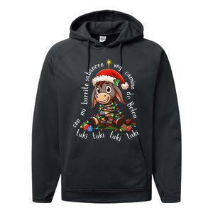 Con Mi Burrito Sabanero Mexican Tuki Tuki Donkey Latino Xmas Performance Fleece Hoodie